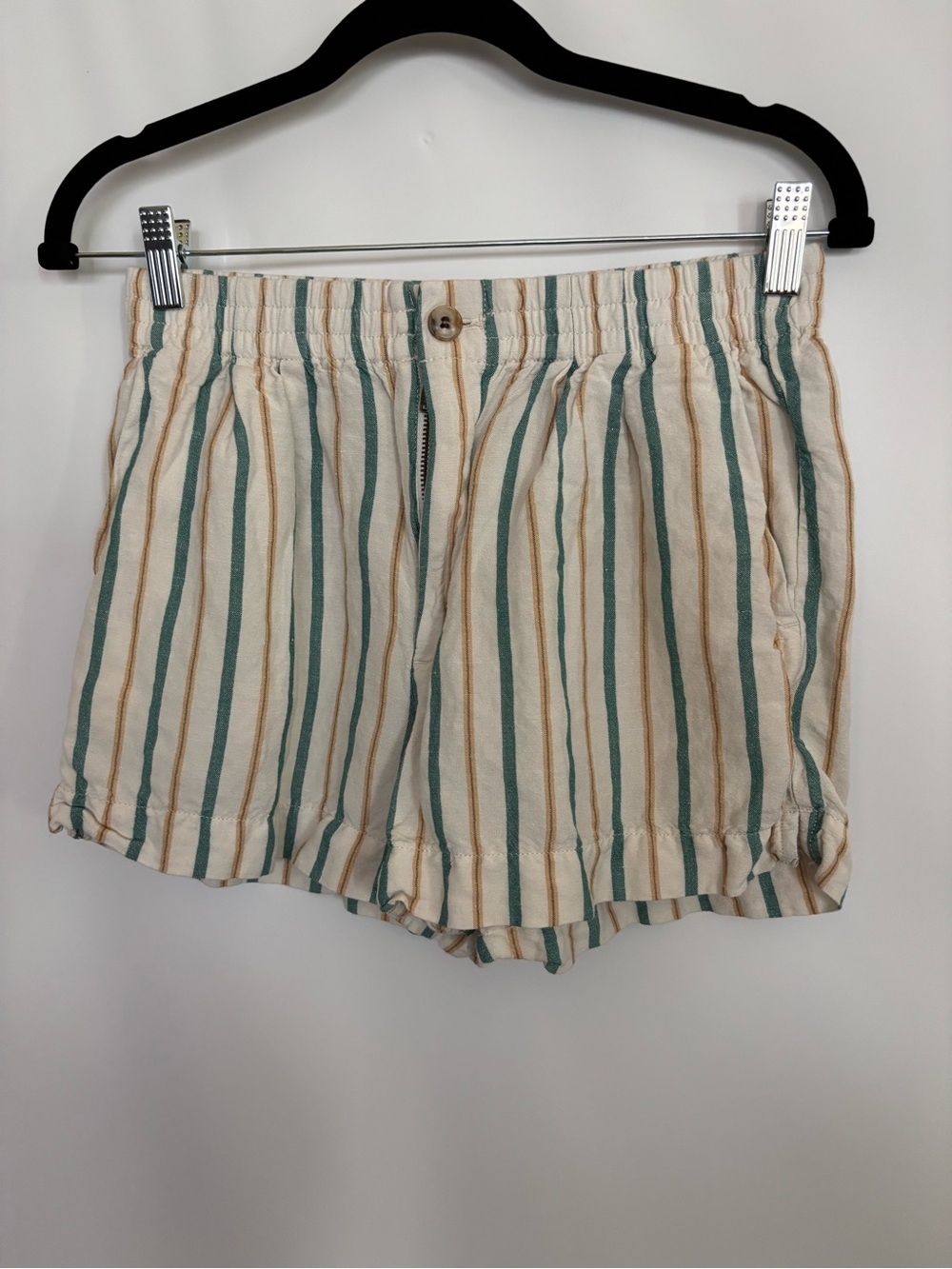 Madewell Linen Blend Track Shorts Stripe High Rise Size XS